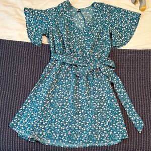 SHEIN Teal Floral Mini Dress